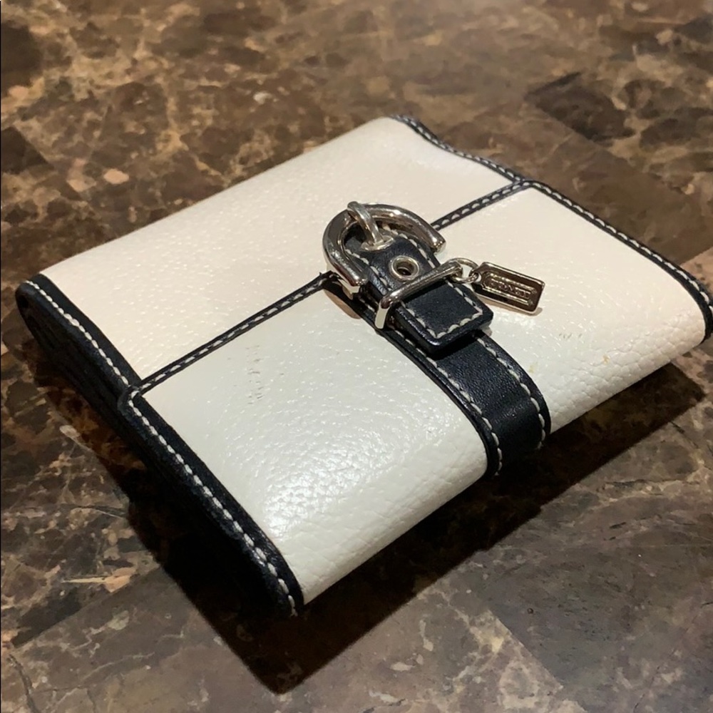 Coach white and black buckle wallet